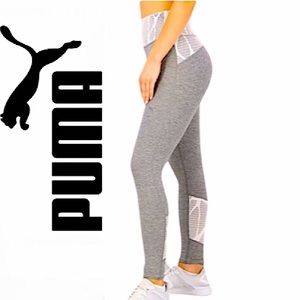 Puma. NWT. Sportswear Fit Lace Eclipse Full Tight. Heather Grey & white. Medium.